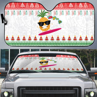 Hawaiian Mele Kalikimaka Auto Sun Shade Funny Pineapple Surfing with Map Christmas Stripe Elements