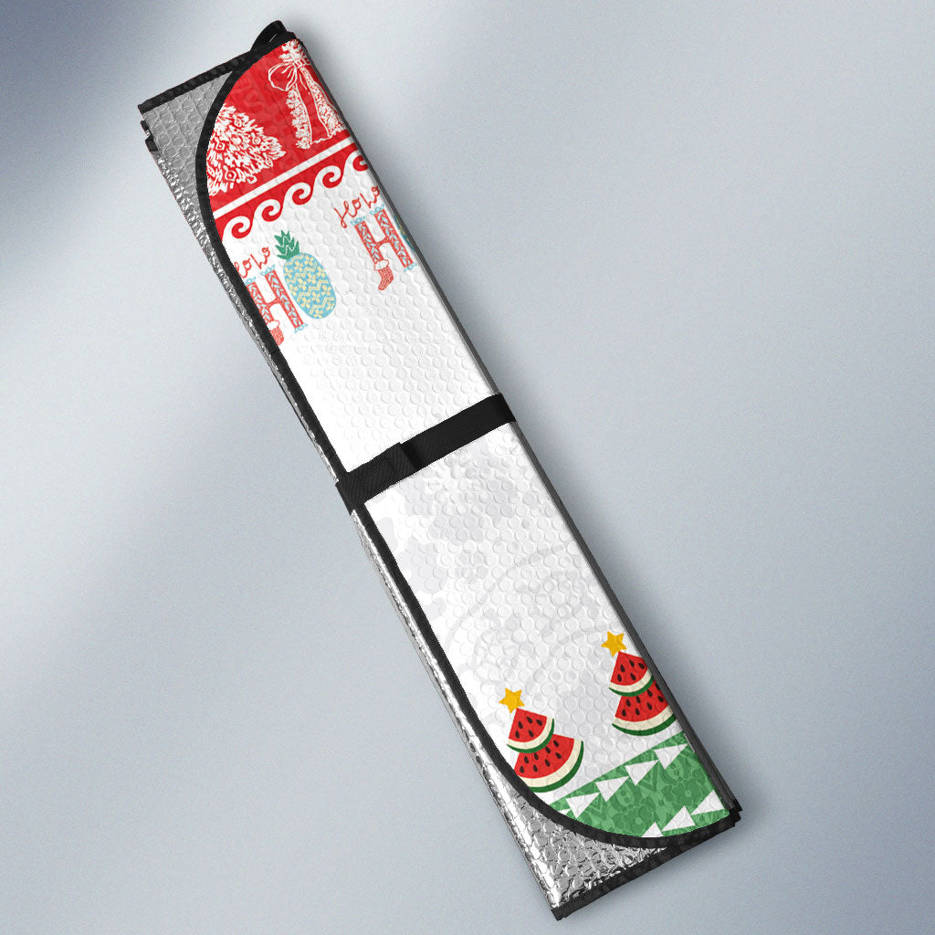 Hawaiian Mele Kalikimaka Auto Sun Shade Funny Pineapple Surfing with Map Christmas Stripe Elements