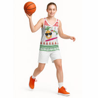 Hawaiian Mele Kalikimaka Basketball Jersey Funny Pineapple Surfing with Map Christmas Stripe Elements