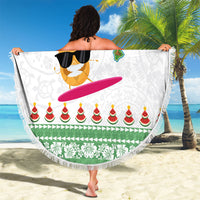 Hawaiian Mele Kalikimaka Beach Blanket Funny Pineapple Surfing with Map Christmas Stripe Elements