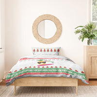 Hawaiian Mele Kalikimaka Bedding Set Funny Pineapple Surfing with Map Christmas Stripe Elements