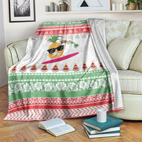Hawaiian Mele Kalikimaka Blanket Funny Pineapple Surfing with Map Christmas Stripe Elements