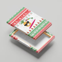 Hawaiian Mele Kalikimaka Canvas Wall Art Funny Pineapple Surfing with Map Christmas Stripe Elements