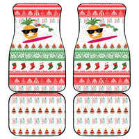 Hawaiian Mele Kalikimaka Car Mats Funny Pineapple Surfing with Map Christmas Stripe Elements