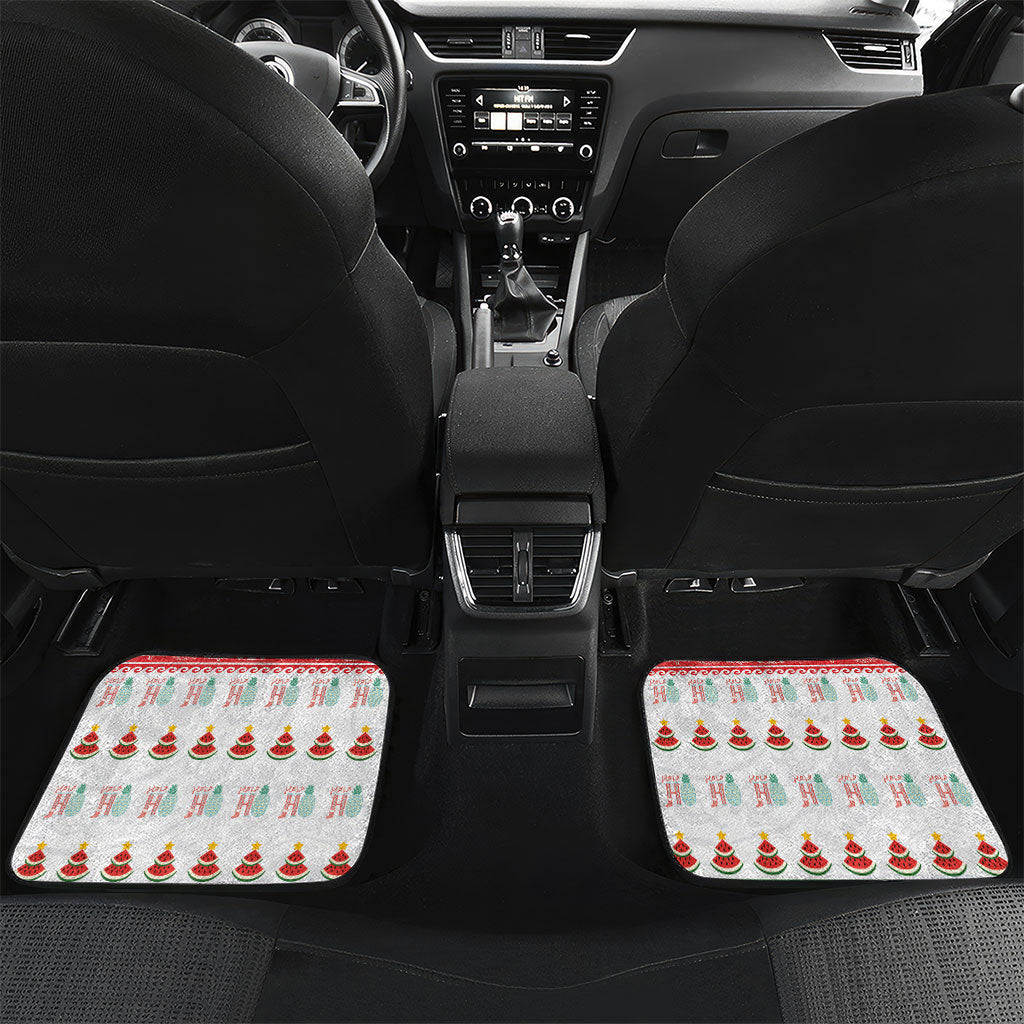 Hawaiian Mele Kalikimaka Car Mats Funny Pineapple Surfing with Map Christmas Stripe Elements