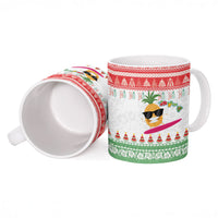 Hawaiian Mele Kalikimaka Ceramic Mug Funny Pineapple Surfing with Map Christmas Stripe Elements