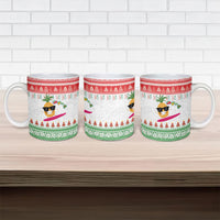 Hawaiian Mele Kalikimaka Ceramic Mug Funny Pineapple Surfing with Map Christmas Stripe Elements