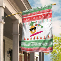Hawaiian Mele Kalikimaka Garden Flag Funny Pineapple Surfing with Map Christmas Stripe Elements