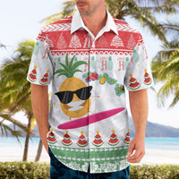 Hawaiian Mele Kalikimaka Hawaiian Shirt Funny Pineapple Surfing with Map Christmas Stripe Elements