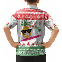 Hawaiian Mele Kalikimaka Hawaiian Shirt Funny Pineapple Surfing with Map Christmas Stripe Elements