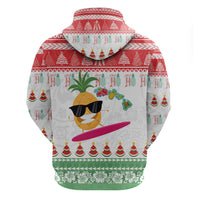Hawaiian Mele Kalikimaka Hoodie Funny Pineapple Surfing with Map Christmas Stripe Elements