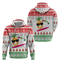 Hawaiian Mele Kalikimaka Hoodie Funny Pineapple Surfing with Map Christmas Stripe Elements