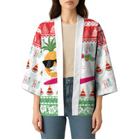 Hawaiian Mele Kalikimaka Kimono Funny Pineapple Surfing with Map Christmas Stripe Elements