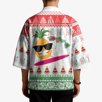 Hawaiian Mele Kalikimaka Kimono Funny Pineapple Surfing with Map Christmas Stripe Elements