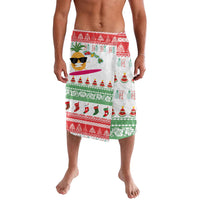 Hawaiian Mele Kalikimaka Lavalava Funny Pineapple Surfing with Map Christmas Stripe Elements
