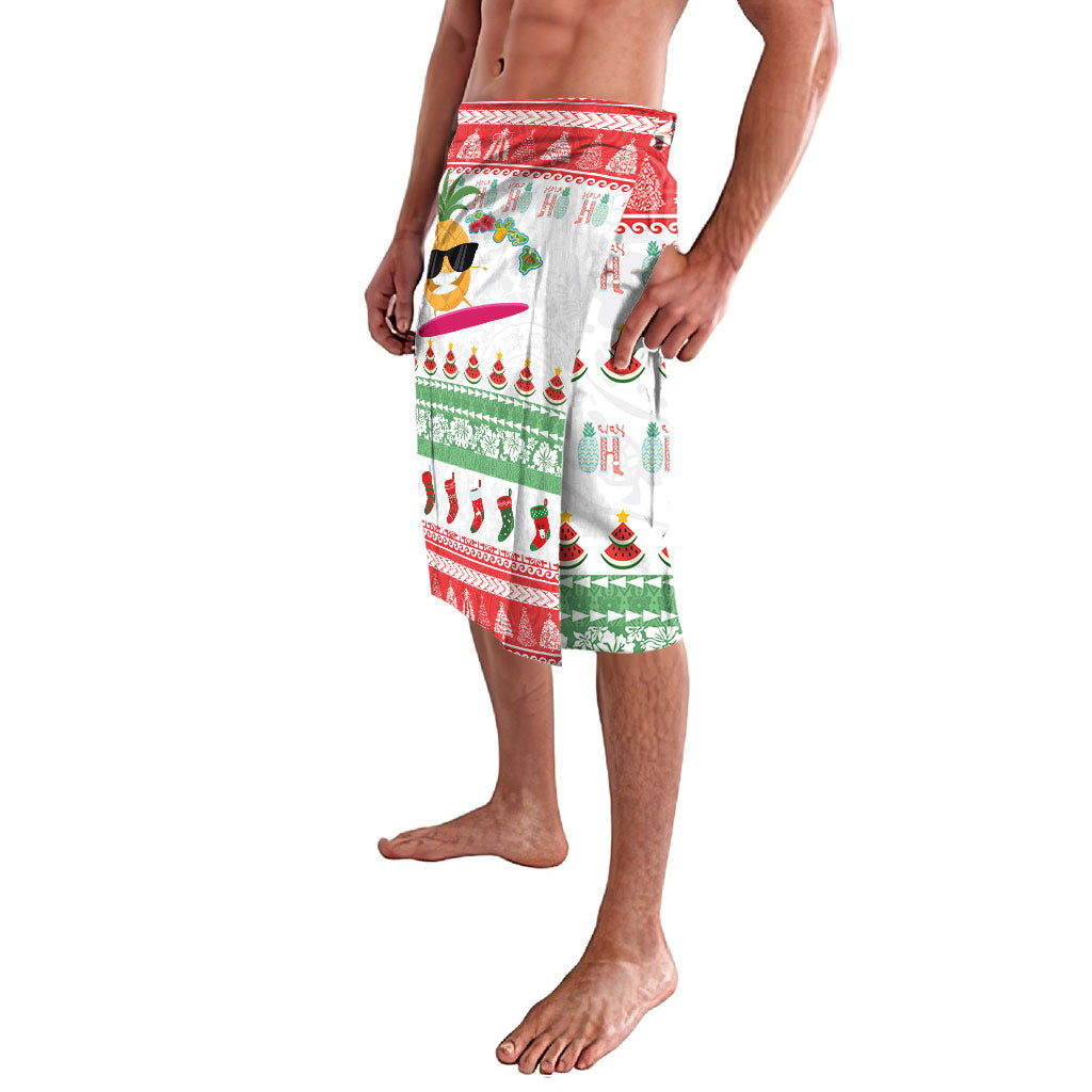 Hawaiian Mele Kalikimaka Lavalava Funny Pineapple Surfing with Map Christmas Stripe Elements