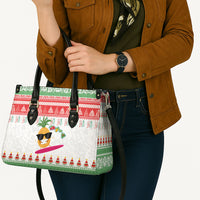 Hawaiian Mele Kalikimaka Leather Bag Funny Pineapple Surfing with Map Christmas Stripe Elements