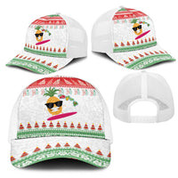 Hawaiian Mele Kalikimaka Mesh Trucker Cap Funny Pineapple Surfing with Map Christmas Stripe Elements