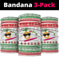 Hawaiian Mele Kalikimaka Neck Gaiter Funny Pineapple Surfing with Map Christmas Stripe Elements