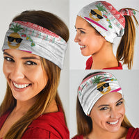 Hawaiian Mele Kalikimaka Neck Gaiter Funny Pineapple Surfing with Map Christmas Stripe Elements