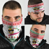 Hawaiian Mele Kalikimaka Neck Gaiter Funny Pineapple Surfing with Map Christmas Stripe Elements