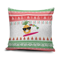 Hawaiian Mele Kalikimaka Pillow Cover Funny Pineapple Surfing with Map Christmas Stripe Elements