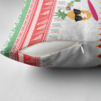 Hawaiian Mele Kalikimaka Pillow Cover Funny Pineapple Surfing with Map Christmas Stripe Elements
