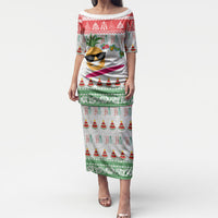 Hawaiian Mele Kalikimaka Puletasi Funny Pineapple Surfing with Map Christmas Stripe Elements