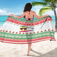 Hawaiian Mele Kalikimaka Sarong Funny Pineapple Surfing with Map Christmas Stripe Elements