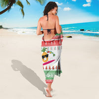 Hawaiian Mele Kalikimaka Sarong Funny Pineapple Surfing with Map Christmas Stripe Elements