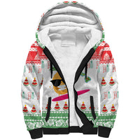 Hawaiian Mele Kalikimaka Sherpa Hoodie Funny Pineapple Surfing with Map Christmas Stripe Elements