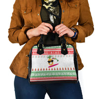 Hawaiian Mele Kalikimaka Shoulder Handbag Funny Pineapple Surfing with Map Christmas Stripe Elements
