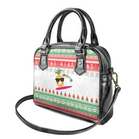 Hawaiian Mele Kalikimaka Shoulder Handbag Funny Pineapple Surfing with Map Christmas Stripe Elements