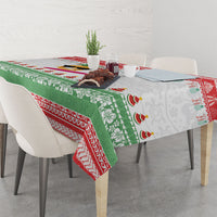 Hawaiian Mele Kalikimaka Tablecloth Funny Pineapple Surfing with Map Christmas Stripe Elements