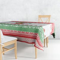Hawaiian Mele Kalikimaka Tablecloth Funny Pineapple Surfing with Map Christmas Stripe Elements