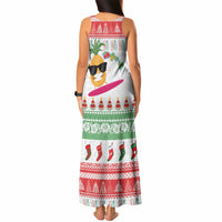 Hawaiian Mele Kalikimaka Tank Maxi Dress Funny Pineapple Surfing with Map Christmas Stripe Elements