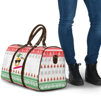 Hawaiian Mele Kalikimaka Travel Bag Funny Pineapple Surfing with Map Christmas Stripe Elements