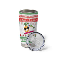 Hawaiian Mele Kalikimaka Tumbler Cup Funny Pineapple Surfing with Map Christmas Stripe Elements