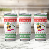 Hawaiian Mele Kalikimaka Tumbler Cup Funny Pineapple Surfing with Map Christmas Stripe Elements
