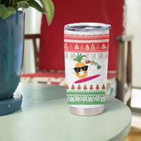 Hawaiian Mele Kalikimaka Tumbler Cup Funny Pineapple Surfing with Map Christmas Stripe Elements