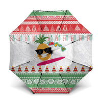 Hawaiian Mele Kalikimaka Umbrella Funny Pineapple Surfing with Map Christmas Stripe Elements