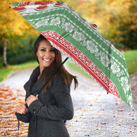 Hawaiian Mele Kalikimaka Umbrella Funny Pineapple Surfing with Map Christmas Stripe Elements