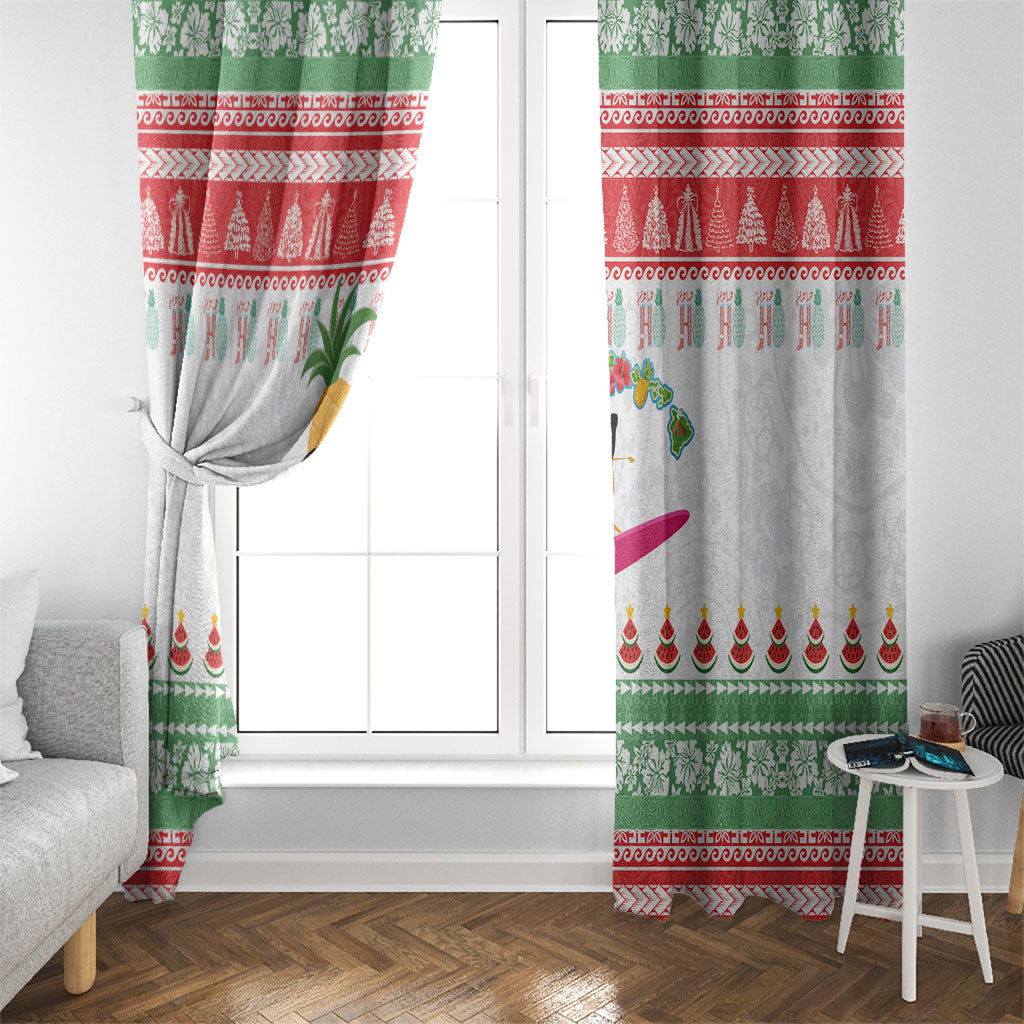 Hawaiian Mele Kalikimaka Window Curtain Funny Pineapple Surfing with Map Christmas Stripe Elements
