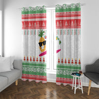 Hawaiian Mele Kalikimaka Window Curtain Funny Pineapple Surfing with Map Christmas Stripe Elements