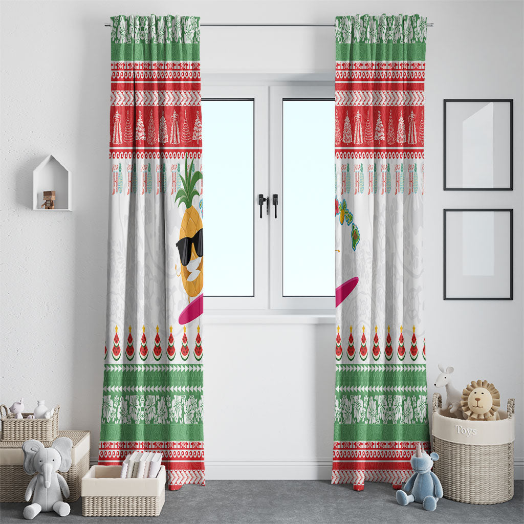 Hawaiian Mele Kalikimaka Window Curtain Funny Pineapple Surfing with Map Christmas Stripe Elements