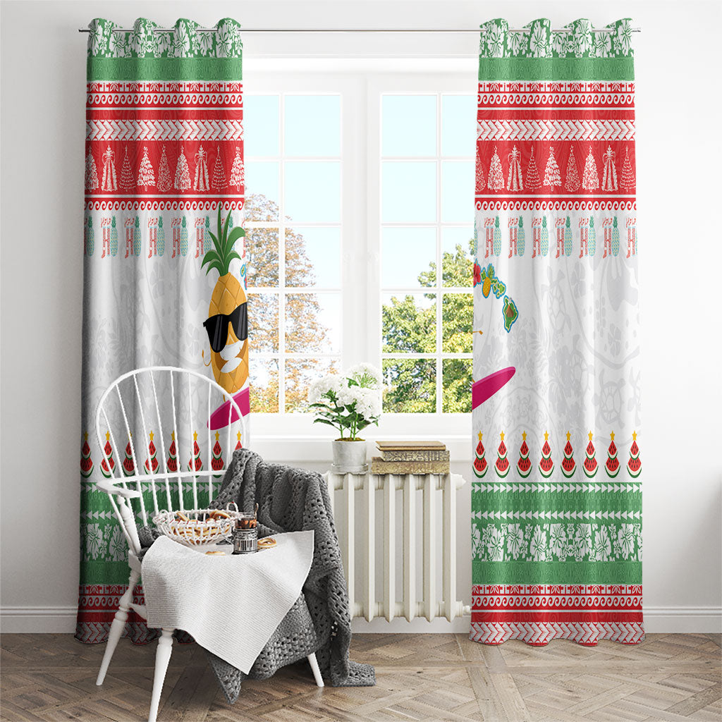 Hawaiian Mele Kalikimaka Window Curtain Funny Pineapple Surfing with Map Christmas Stripe Elements