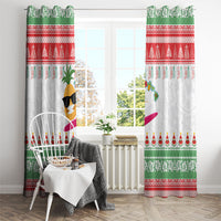Hawaiian Mele Kalikimaka Window Curtain Funny Pineapple Surfing with Map Christmas Stripe Elements