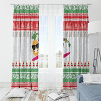 Hawaiian Mele Kalikimaka Window Curtain Funny Pineapple Surfing with Map Christmas Stripe Elements