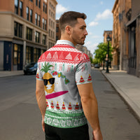 Hawaiian Mele Kalikimaka Zipper Polo Shirt Funny Pineapple Surfing with Map Christmas Stripe Elements