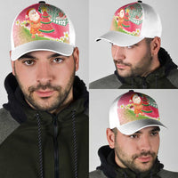 Hawaiian Watermelon Mele Kalikimaka Classic Cap Tropical Tribal Pattern with Funny Santa Claus